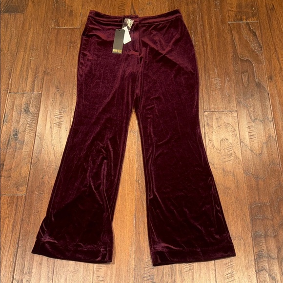NWT! Size 10 Velvet Wide-Leg Pants in Deep Burgundy - Picture 5 of 14